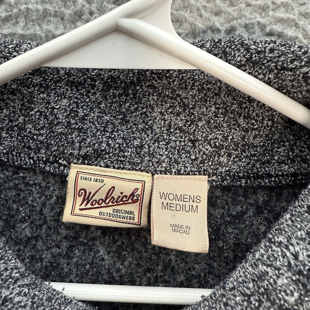 Woolrich Sweater Womens Medium Black Gray Heather Terry Cloth Pullover Outdoors - Picture 7 of 10